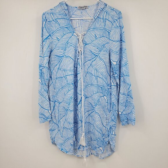 Charlie Holiday The Coco Blue and White Swimsuit Coverup Dress Size 6 Medium - Picture 1 of 12